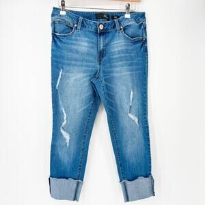 1822 Denim Taylor Distressed Cuffed Capri Jeans Size 12 EUC Spring Summer Chic